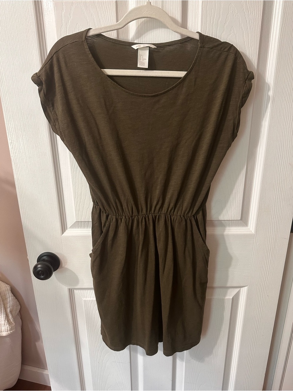 H&M Olive Drawstring Waist Mini Dress